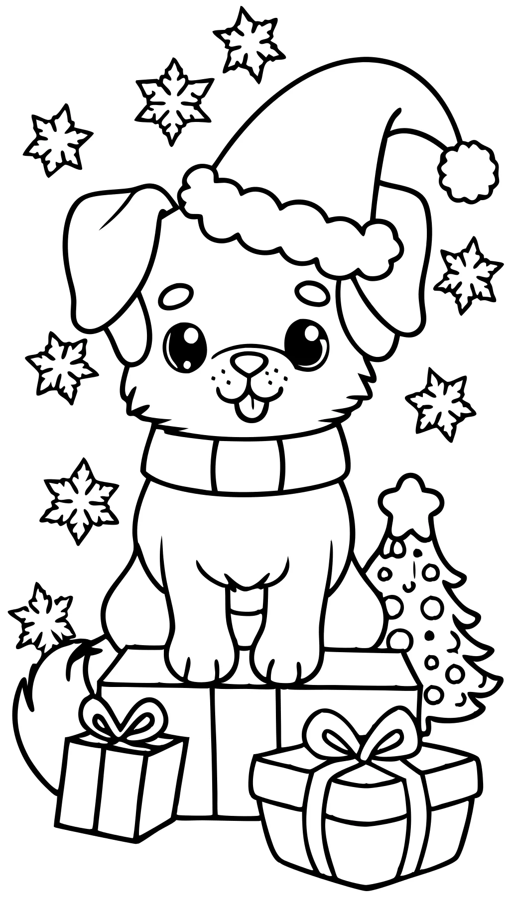 coloriages de chiot de Noël